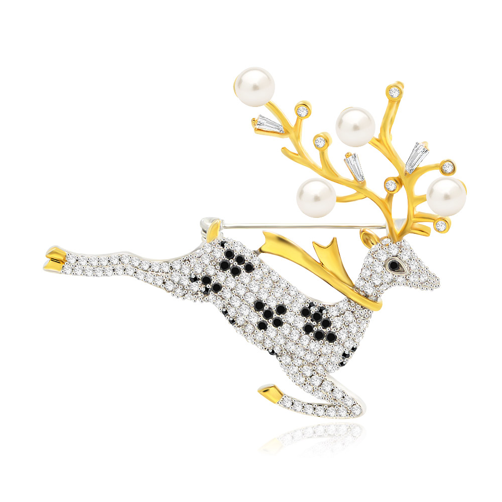 Xmas brooches for sale. Gold Running Reindeer Brooch | jewelry 